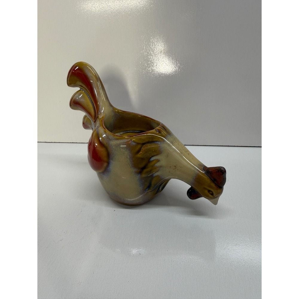 Yankee Candle Ceramic Rooster Tea Light Holder Multi Color Drip Glaze Farmhouse